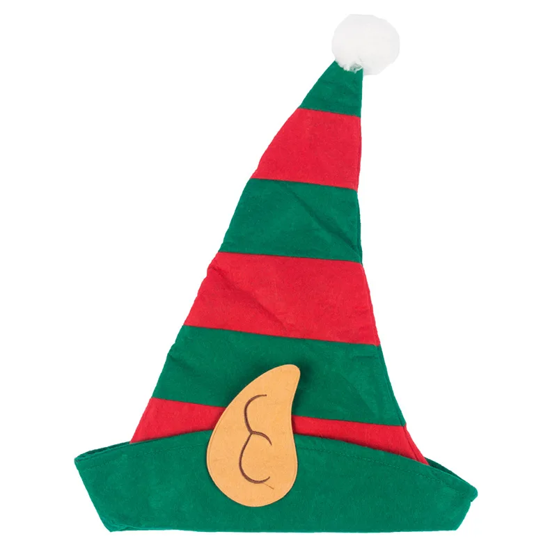 Костюм Санта-эльфа, шляпа клоуна с ушками для мужчин и женщин, Рождественский Забавный праздничный головной убор для мужчин и женщин, красный зеленый