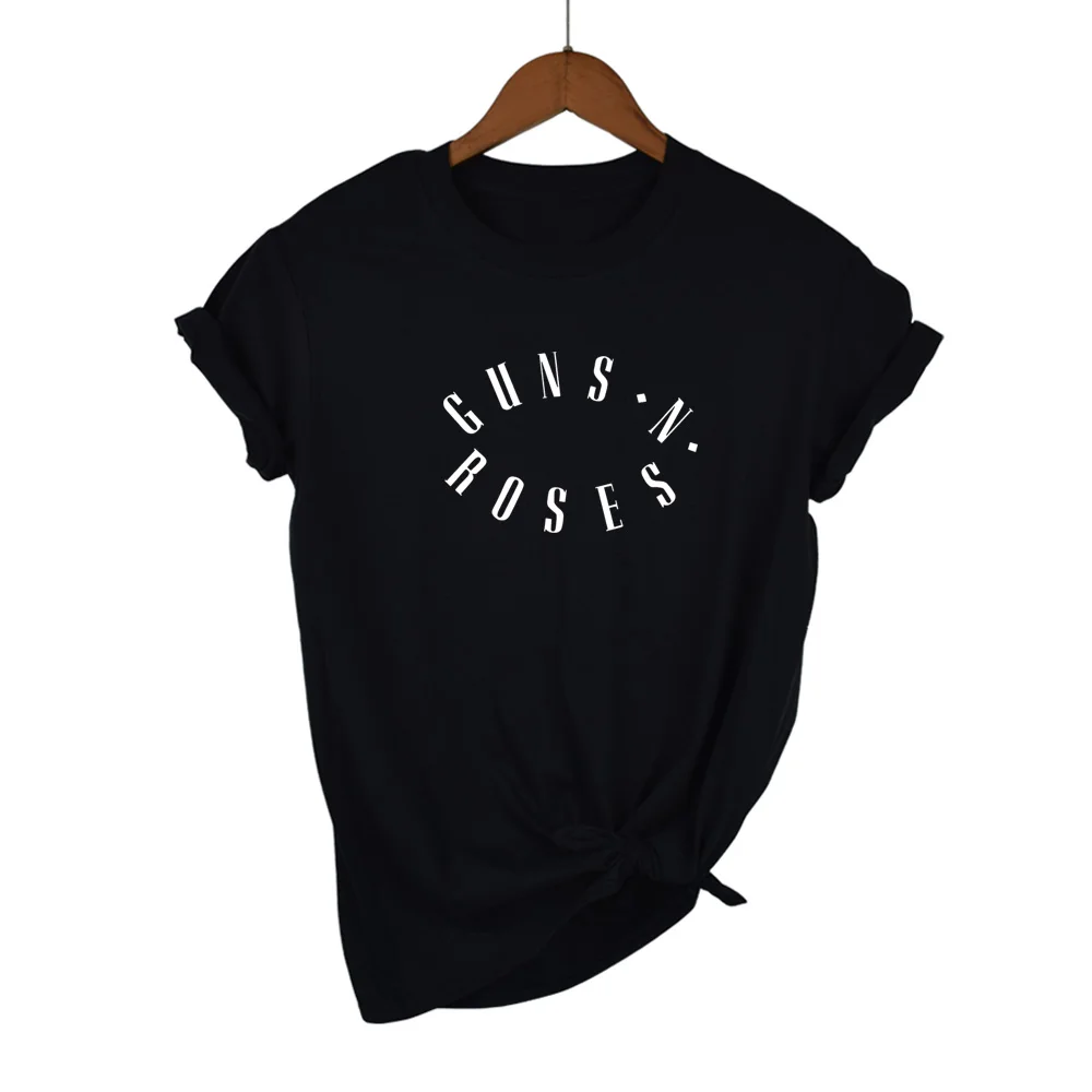 Женские футболки с принтом Guns N Roses хлопковая Повседневная забавная Футболка для леди Yong Girl топ футболка 13