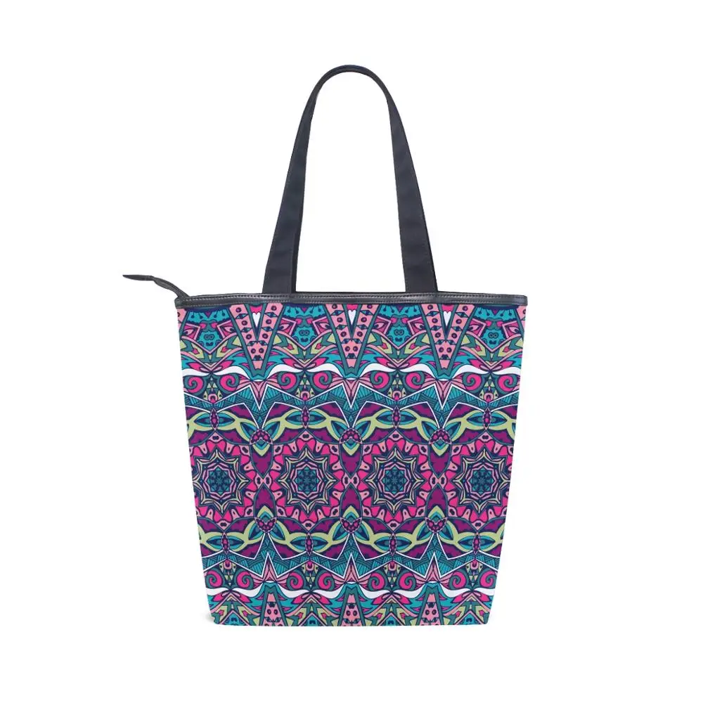 

ALAZA 2020 bag Women ladies' Canvas HandBag Floral Simple Shopping Handbag Bohemia Printing Bag Female Casual Tote Big Beach Bag