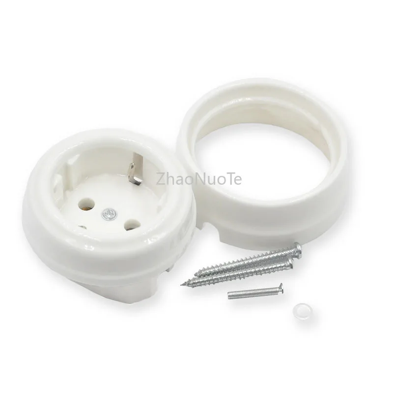 US $103.95 10pcs HighQuality European Ceramics Socket Home Improvement EU Wall Electric Socket Outlet