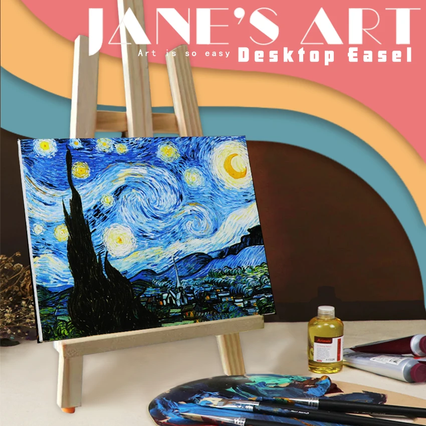 Mini caballete de escritorio de madera para niños y adultos, trípode