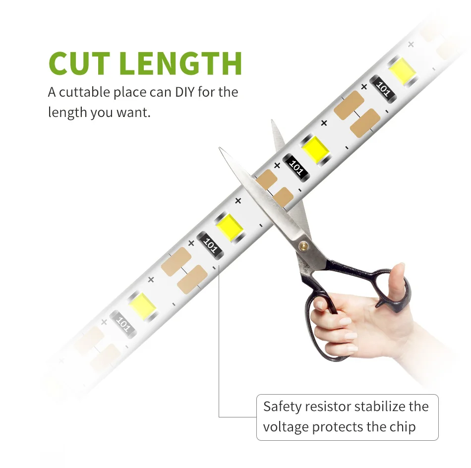 USB Светодиодная лента Гибкая лампа 2835 SMD 0,5 м ~ 5 м Водонепроницаемая 5 в Светодиодная лента свет ТВ фон Настольный Декор ЕС/США мощность 220 В 110