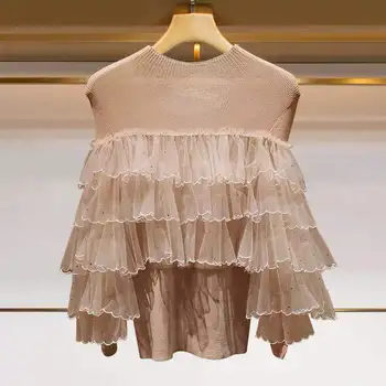 

Women Sweater Spring / Summer 2020 Sweater Fashionable Ruffle Sleeveless Knitted Top Women Sweater