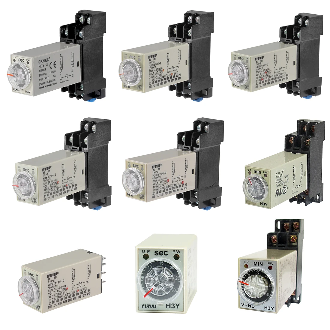 

uxcell 8 Terminals Range Adjustable Delay Timer Time Relay H3Y(ST6P)-2 w base