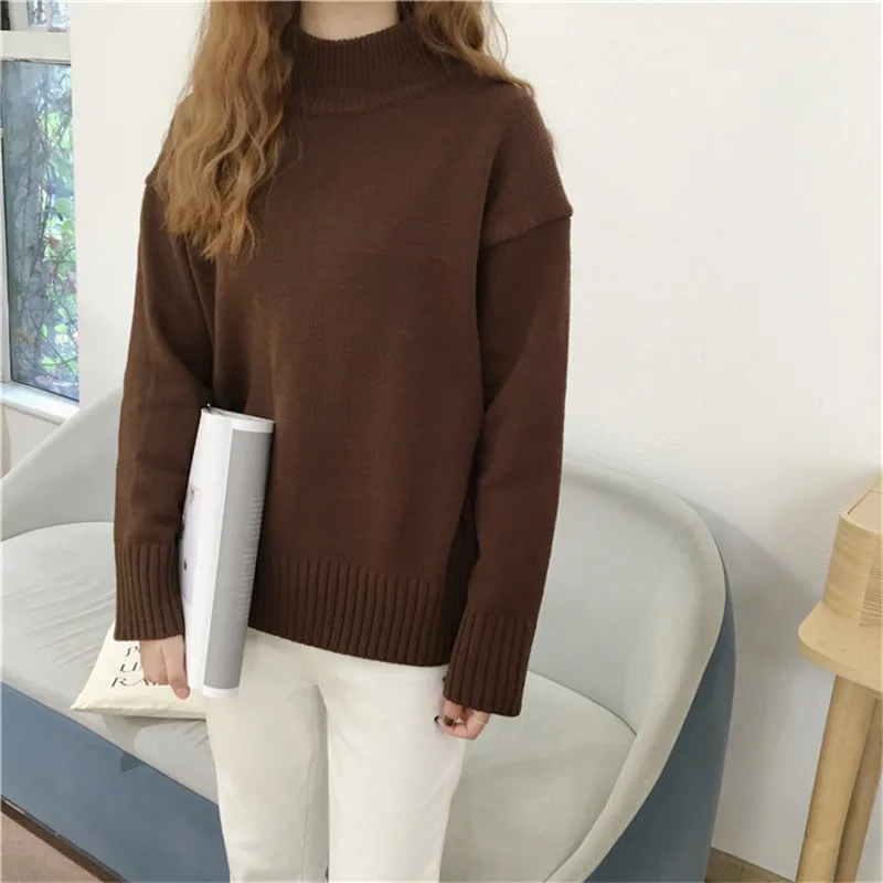 solid vintage turtleneck pullovers long sleeve casual loose warm jumper women sweater and pullover knitting clothes P329 solid vintage turtleneck pullovers long sleeve casual loose warm jumper women sweater and pullover knitting clothes P329