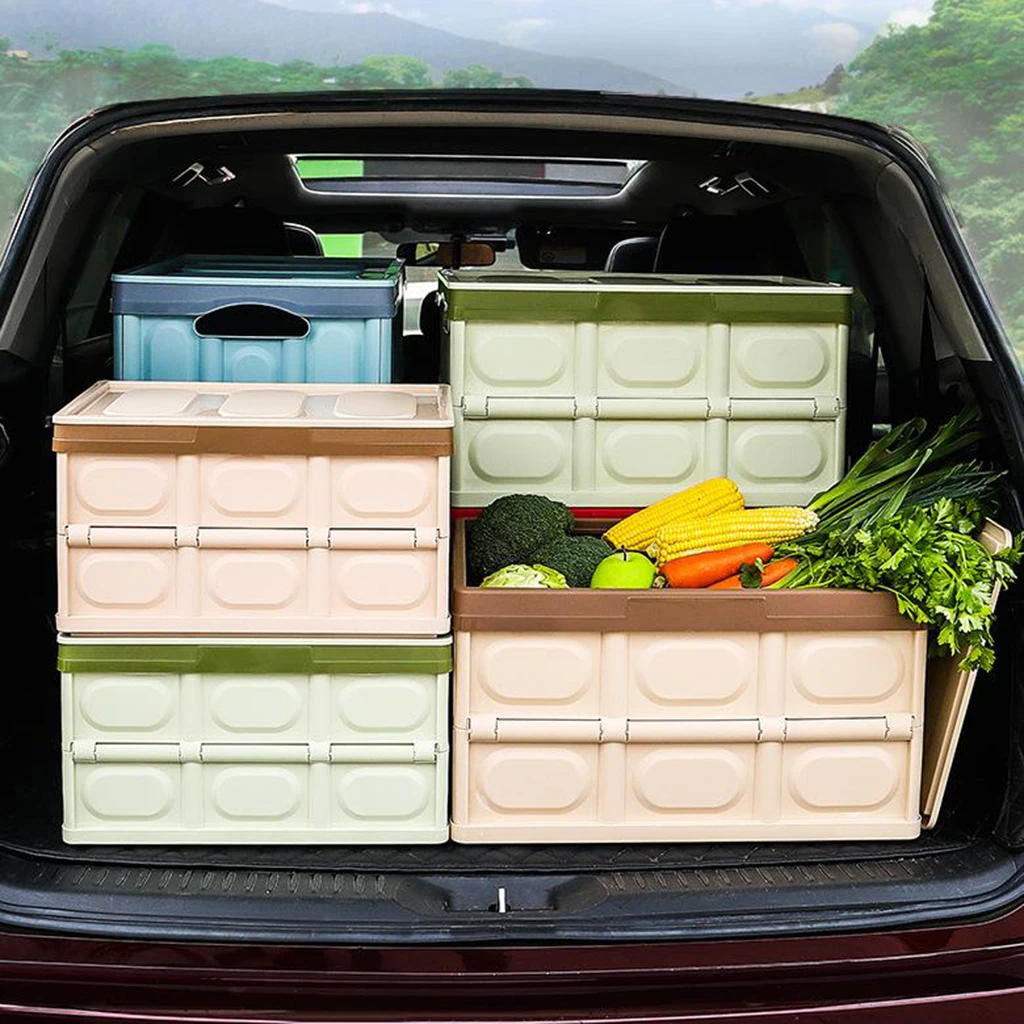 Car Trunk Storage Box Collapsible Storage Bins with Lid Black_30L