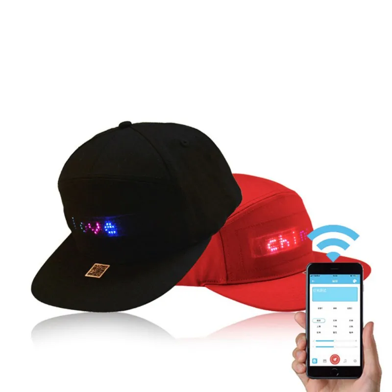 Светодиодный колпачок для смартфона, управление приложением, светодиодный, светящийся, сделай сам, отрегулирующая шляпа с текстом, бейсбольная ТЕННИСНАЯ СПОРТИВНАЯ Кепка