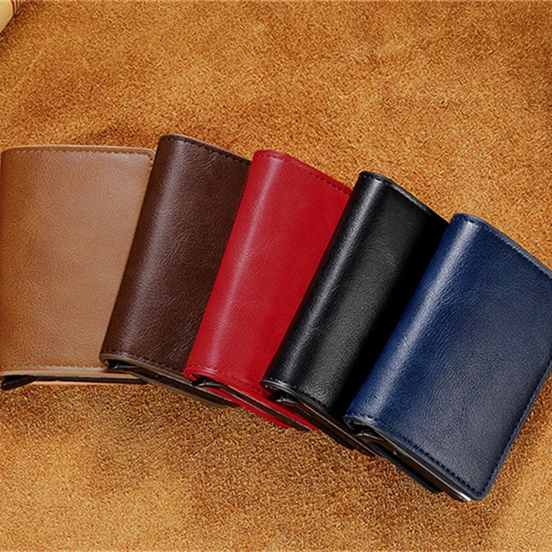 Wallet Unisex Leather Wallet Credit Card Holder Card Wallet Carbon Fiber Wallet Zipper Wallets Pu Leather Card Bag Slim Wallet Rfid Safe Anti-theft Smart ID Cards Bank Credit Cards Holder