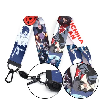 

Cartoon Unisex ID Badge Phone Holder Keychain Anime Naruto Sasuke Lanyard Printed Neck Strap For Cosplay Prop Accessory