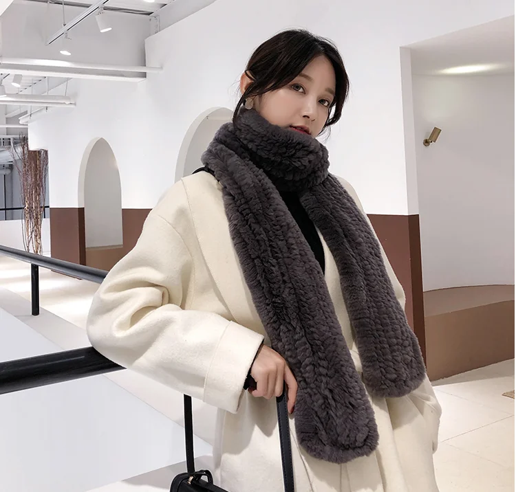 Free Shipping New Genuine Rex Rabbit Fur Scarf 8 Colors Knitted Fur Shawl Winter Real Fur Poncho Wholesale Retail OEM