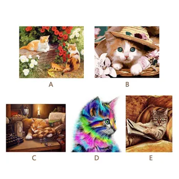 

40 x 50cm Kids Frameless DIY Oil Coloring Painting by Numbers Paint Cat Animals Set Picture for adults Gift Wall Arts Set Tool