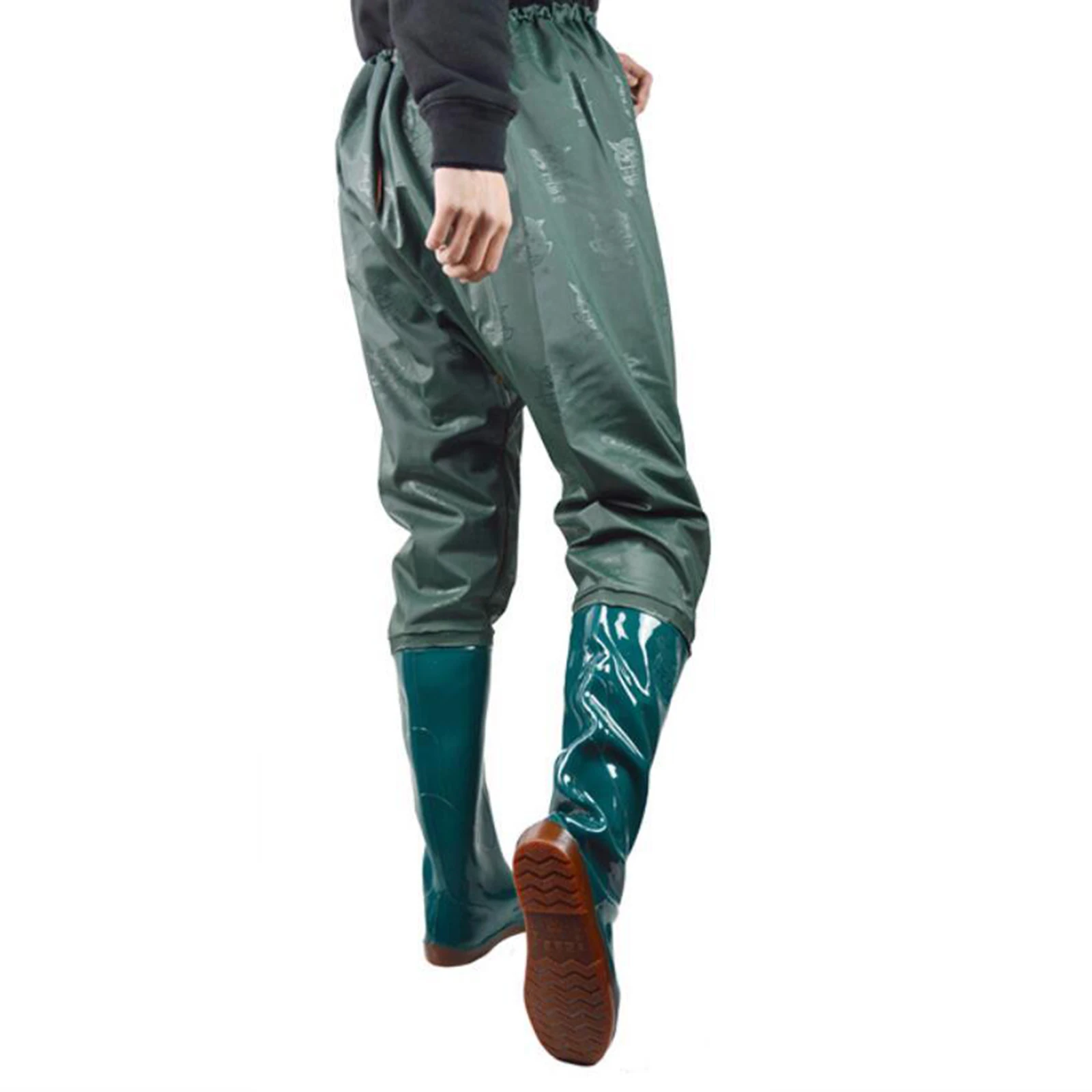 Fishing Waders Fishing Trousers Waist Length Trousers Lower Field Fishing Shoes Waterproof Shoes Wading Green