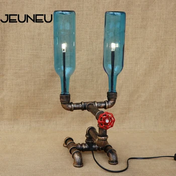 

Retro Personality Glass Bottle Lampshade Table Lamp 220V G4 Light Bulb Desk Light for Bedroom Bedside Office Study Livingroom