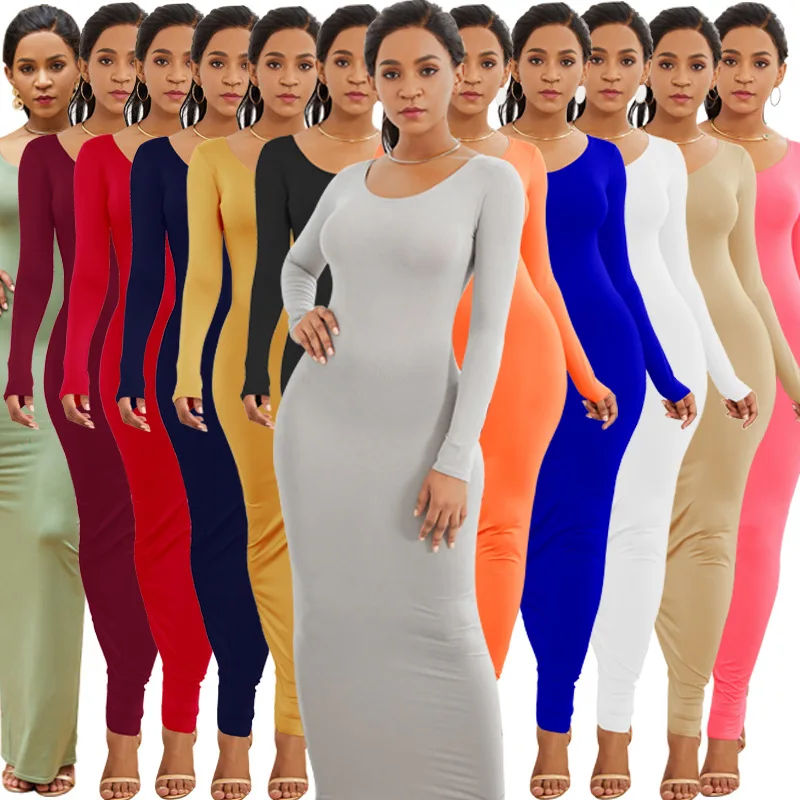 European and American Amazon Women's Sexy Vest Long Dress Fashion Long Sleeve Special Dress