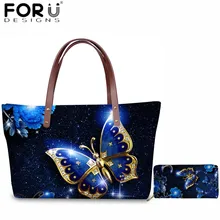 FORUDESIGNS/3D красота бабочка животных сумки набор для женщин Повседневное сумки на плечо большой емкости сумка для леди 2 шт. путешествия