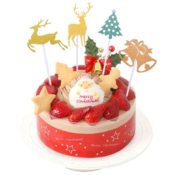 

10/20pcs 2020 New Year Christmas Cake Topper Xmas Tree Gold Silver Elk Cupcake Topper Merry Christmas Dinner Party Deco Supplies