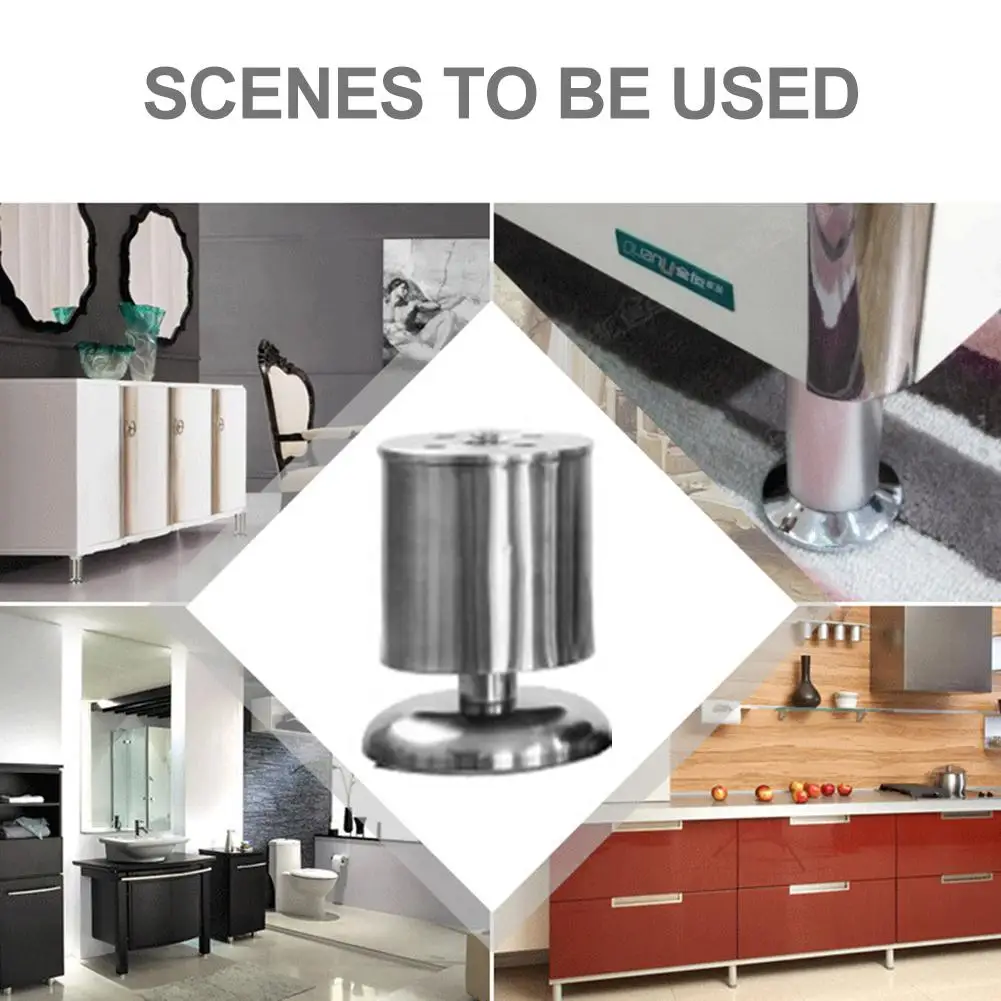 Adjustable Furniture Table Legs Stainless Steel Metal Sofa Bed Cupboard Cabinet Leg Feet For Furniture Cabinet Sofa Chairs