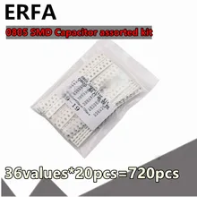 

36values*20pcs=720pcs 1pF~10uF 0805 SMD Capacitor assorted kit Capacitors Samples Kit electronic diy kit