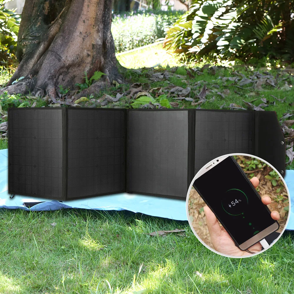 

Folding Solar Cells Charger Foldable Solar Panel Sun Power Outdoor Phone Charge 80W Collapsible Solar Panel Charger 2 USB Ports