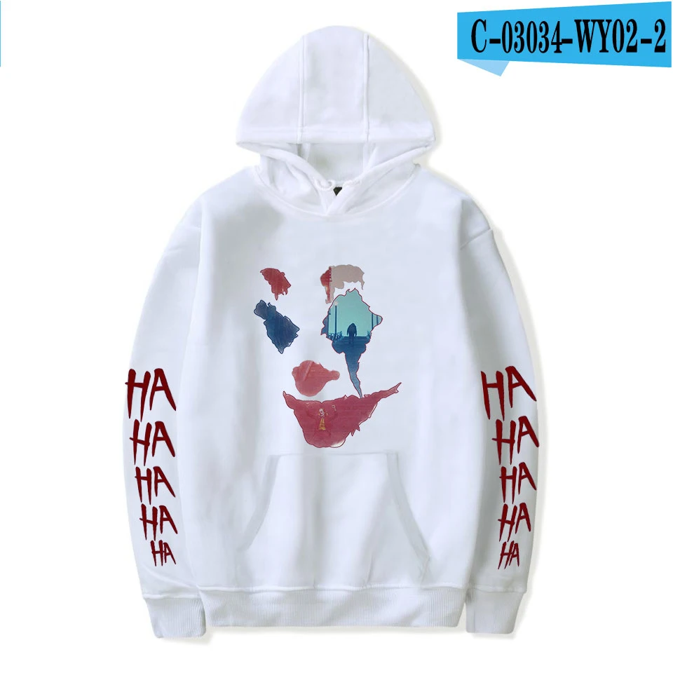 Joker/модные, популярные, подходящие, с капюшоном, комфортный для мальчиков и девочек, для мужчин и женщин, повседневные, Новые пуловеры, Джокер, с капюшоном, Популярные черные толстовки, топы - Цвет: white