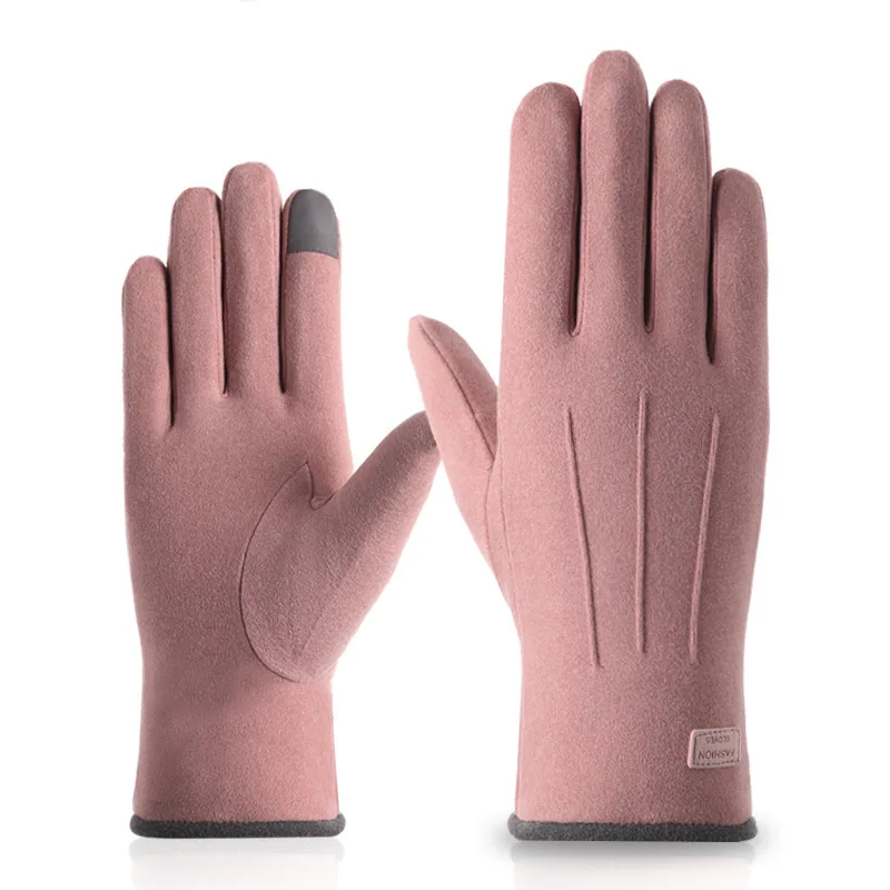 

Ladies Winter Driving and Cycling Touch Screen Stretch Fleece Gloves Plus Fleece Outdoor Riding Wind and Cold Gloves