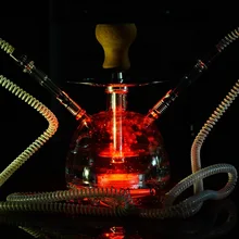 Светодиодный светильник, кальян, акриловый кальян, набор с керамической чашей Shesha, пластиковый шланг, металлический уголь, щипцы, водопроводные трубы, аксессуары