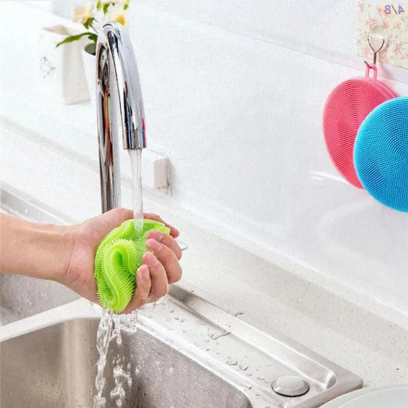 5pcs/lot Kitchen Brushes Silicone Dish Cleaning Brush Bowl Pot Pan Clean Wash Cleaner Dishwashing Sponges Scouring Pads | Дом и сад