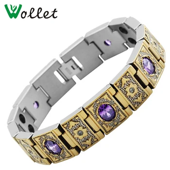 

Buy 1 get 1(m*a*s*k) free Gold Titanium Bio Magnetic Bracelet Necklace Women CZ Stone 5 in 1 Germanium Tourmaline Crystal