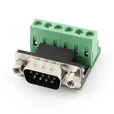

DB9 RS232 D SUB 9 Pin Male Connector to 6 Position Terminal Breakout Board