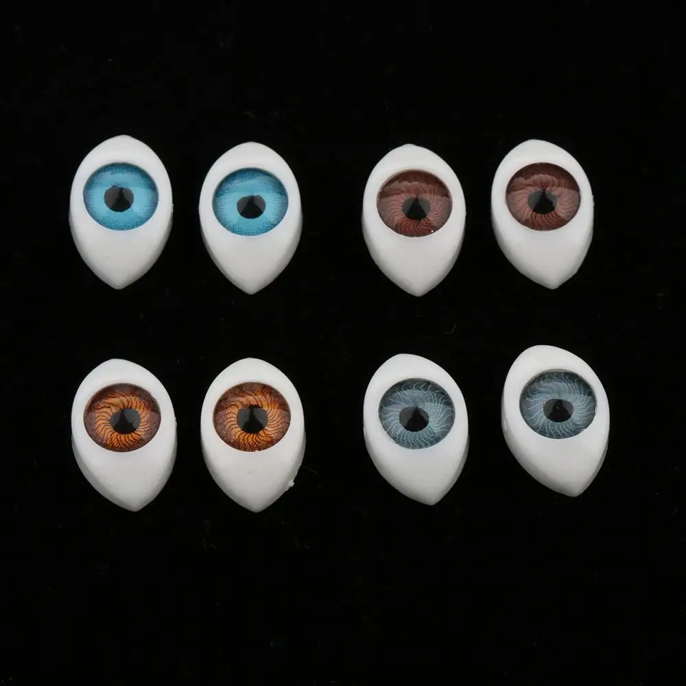 Oval Flat Back Plastic Eyes Doll Accessories 4 Pairs 5mm-9mm Iris For Porcelain or Reborn Dolls Making