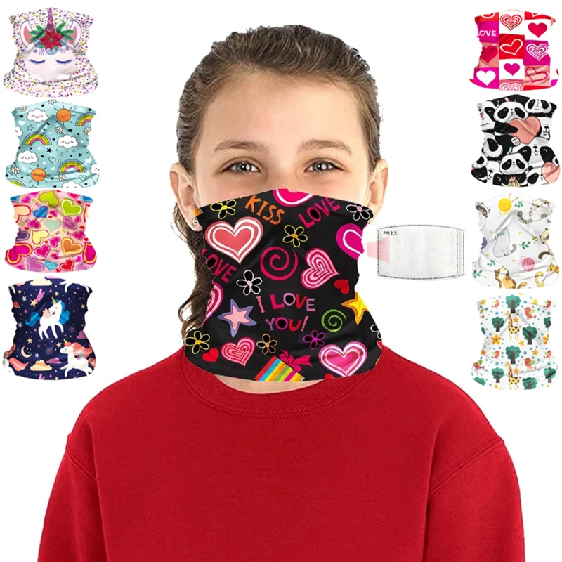 

Hot Sell Kids Ring Scarf Magic Tube Face Girl Bandana Headwear Boy Washable Reusable Cartoon Triangular Sunscreen Collar Outdoor