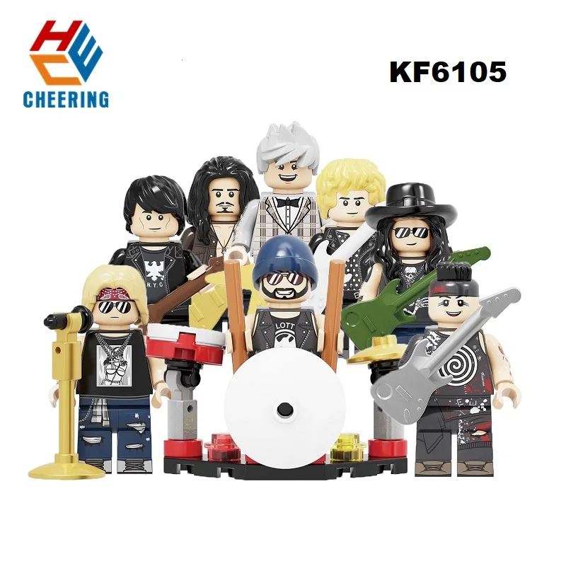 

Building Blocks Rock Band Guns N' Roses Axl Rose DJ Ashba Tommy Stinson Frank Ferrer liebherr Figures toys for children KF6105