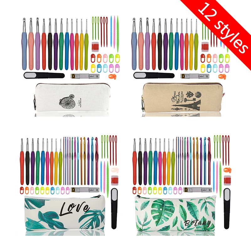 

12 New Styles Set Crochet Hook Set With Yarn Knitting Needles Sewing Tools Set Knit Scissors Stitch Holder Hook For Knitting