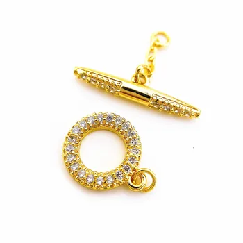 

Copper Gold Plated Cubic Zirconia Fastener Clasp Hooks Connectors Accessories For DIY Necklace&Bracelet Chain Jewelry Making