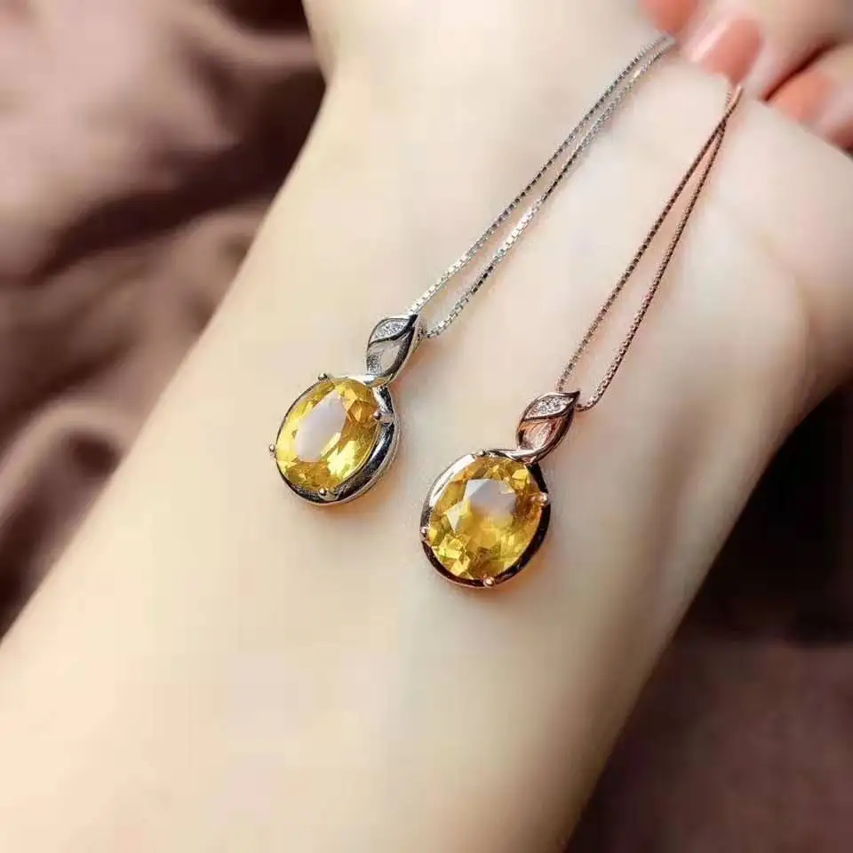Fashion yellow crystal S925 pendant necklace for Party