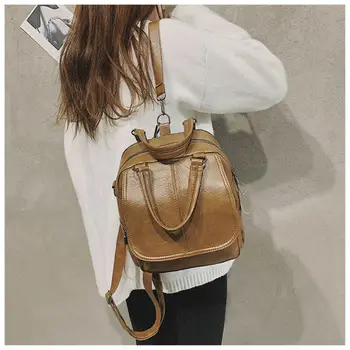 

Women Leather Anti-Theft Retro Backpack Rucksack Shoulder School Bag Satchel Multi-Function Soft Personality Retro