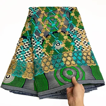 

2020 Nigerian Satin African wax Fabrics Cotton Print rapper batik Ankara high quality Original veritable golden Wax material