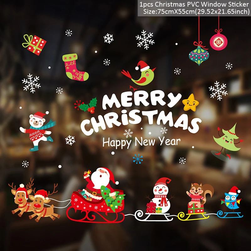 Золотые новогодние наклейки на окно веселые рождественские украшения для дома украшения Дерево Санта-Клаус новогодний Рождественский Декор - Цвет: HYC-91