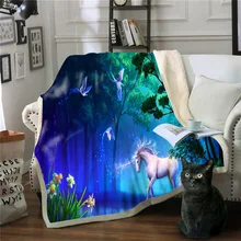 Единорог серии 3D цифровой печати шерпа одеяло флис носимых плюшевых пледы одеяло на кровать диван толстый теплый B1065