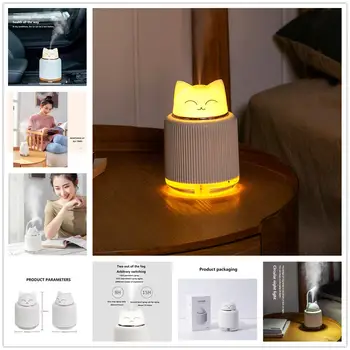 

300ML USB Mini Cat Bear Humidifier Ultrasonic Aroma Oil Diffuser LED Light Mist Maker Home Car Humidifiers Essential oil