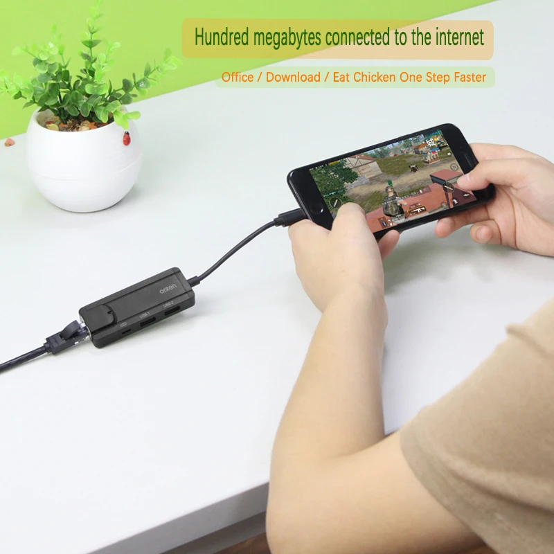 Для перехода от разъема Lightning к RJ45 + USB3.0 2 портовый концентратор PD зарядки 100 м