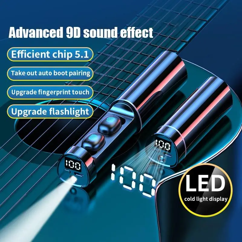 N21 5 1 Pull Out Digital Display Touch Bluetooth Headset Flashlight Function Fone De Ouvido Auriculares Earphone Audifonos