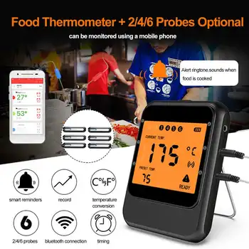 

6 Probes LCD Digital Screen Wireless bluetooth Kitchen Meat Thermometer For Oven Grill BBQ Cooking Thermometer Barbecue Tool