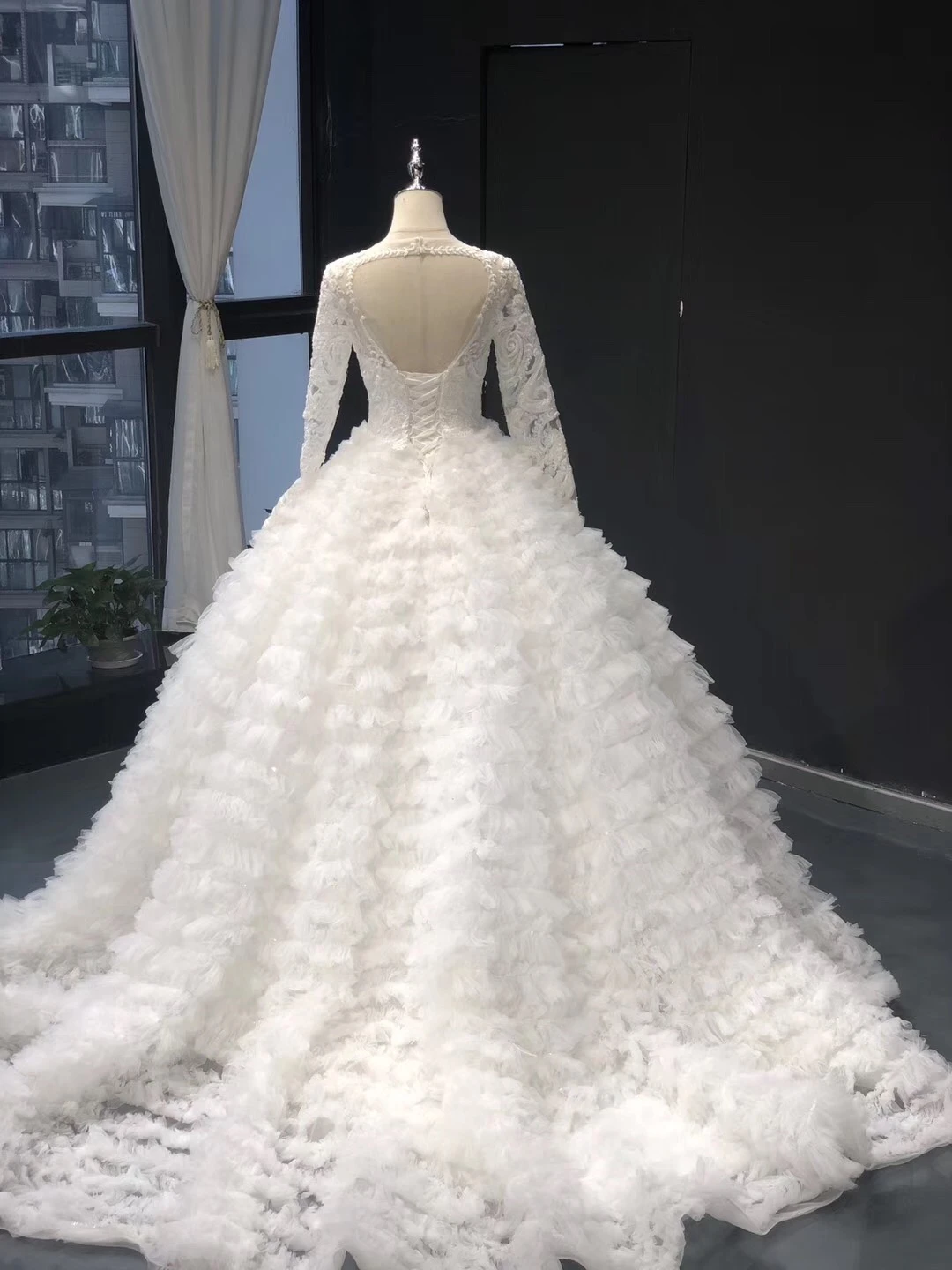 Бальное платье кружевное свадебное платье с аппликацией 50 см шлейф платье невесты с бисером халат de mariee свадебное платье vestido de noiva YY106