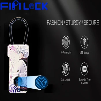 

Fipilock Fashion Smart Keyless Fingerprint Padlock Usb Rechargeable Waterproof Anti-Theft Security Padlock Door Luggage Lock