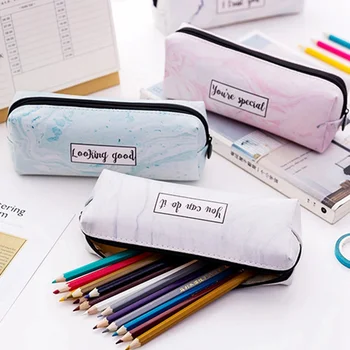 

Marble Pencil Case Cute School Pencil Cases For Girls Boy Kawaii Leather Big Pen Bag PencilCase Pouch School Stationery
