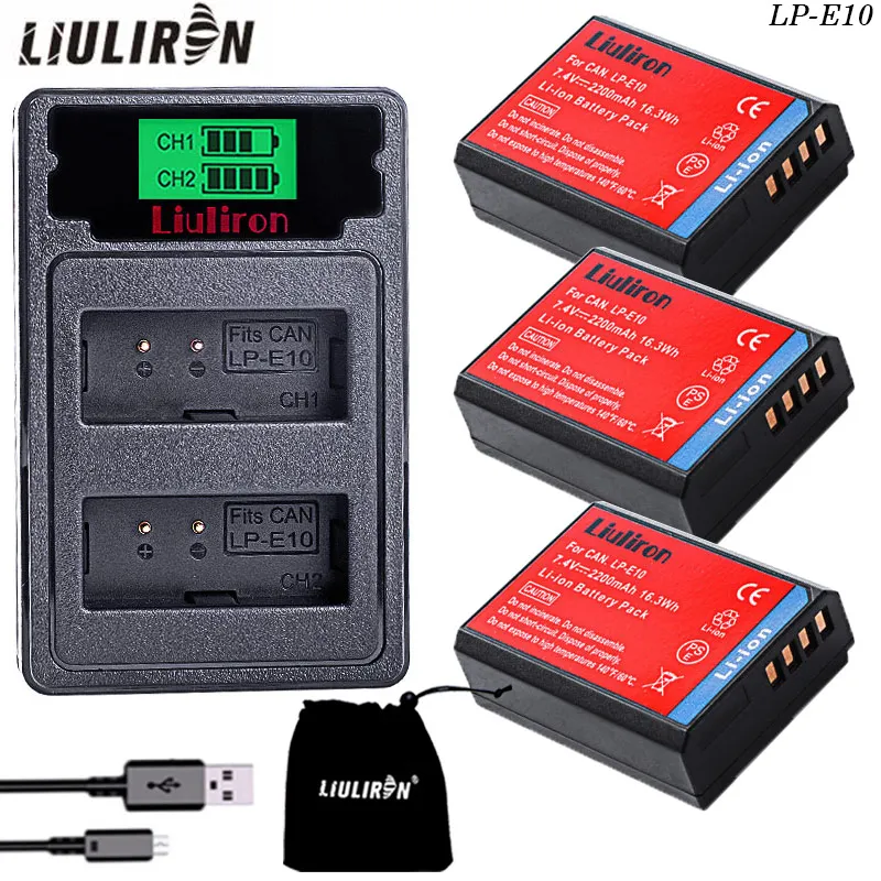 3x7,4 v батарея LP-E10 lp e10 LPE10+ lcd двойное зарядное устройство для камеры Canon 1100D 1200D 1300D Rebel T3 T5 KISS X50 X70