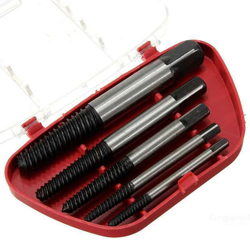 5Pcs Screw Extractor Center Drill Bits Guide Set Broken Damaged Bolt Remover Removal Speed Easy Out Set
