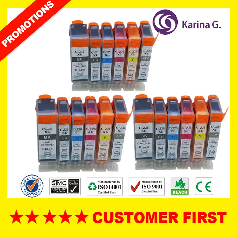 3Sets Совместим с Canon PGI-225 CLI-226 PGI225 чернильный картридж для принтера Canon MG6110/6120/6120 Восстановленное/6220/8120/8120B/8220 и т. д - Цвет: 3Sets