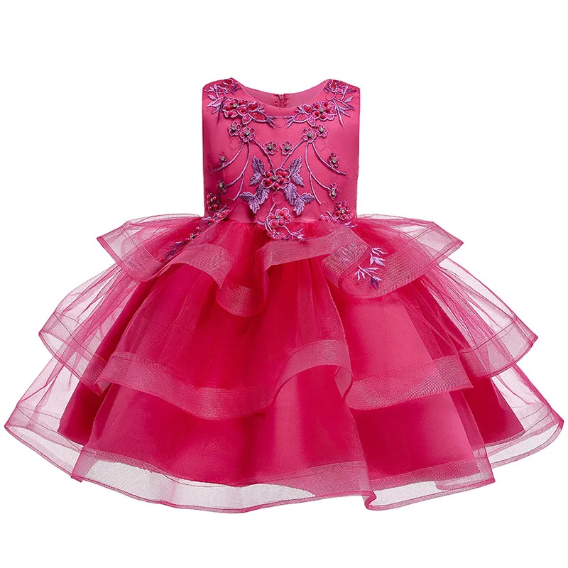 Платье-пачка принцессы для маленьких девочек; свадебное платье с цветочным узором для девочек; Детские платья для девочек; костюмы; детское вечернее платье; бальное платье - Цвет: Rose